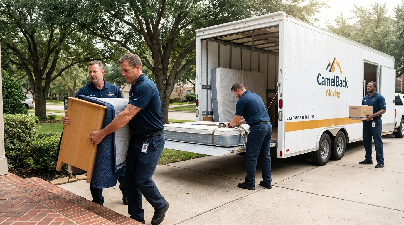 Crew loading residential truck for cross-state move from Nitro, WV